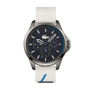 Reloj Lacoste Capbreton 2010980 multifunción con esfera azul marino y correa blanca