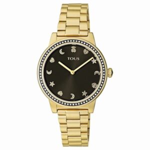 Reloj TOUS Nocturne dorado con esfera negra y circonitas 900350410
