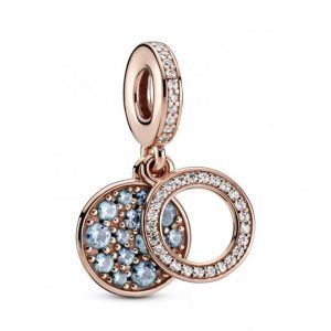 Charm Colgante en Pandora Rose Doble Disco Azul Claro Brillante