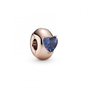 Clip en Pandora Rose Corazón Solitario Azul
