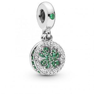 Charm colgante Trébol Brillante en plata de ley con cristales
