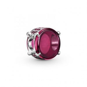 Charm Cabujón Ovalado Rosa Fucsia