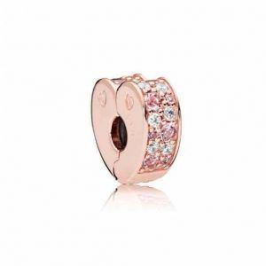 Charm de Clip Corazón en Pavé Rosa