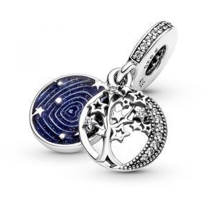 Charm Colgante Doble Árbol y Luna de la Galaxia