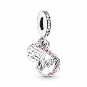 Charm Colgante Doble Mamá Infinito Pavé