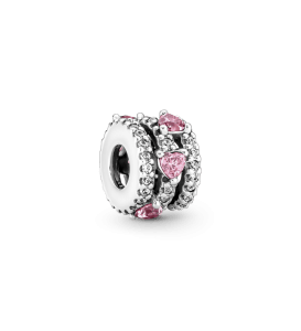 Charm Corazones Triple Halo Brillante