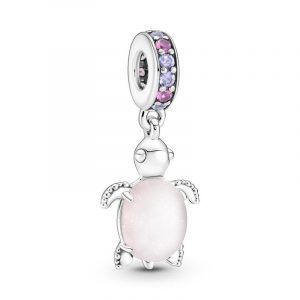 Charm Colgante Tortuga Marina Cristal de Murano Rosa