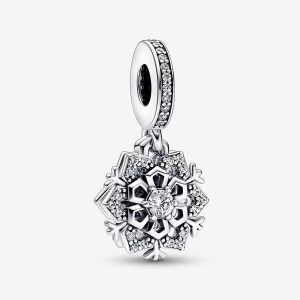 Charm Colgante Doble Copo de Nieve Brillante
