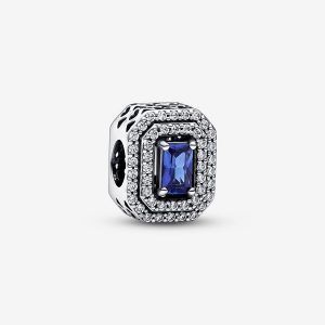 Charm Rectangulo Azul Nivelado Brillante